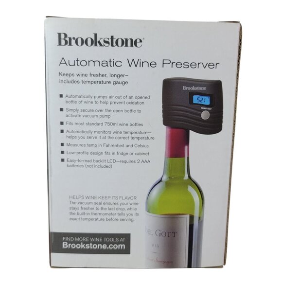 Brookstone Automatic Wine Preserver Temperature Gauge Fits 750ML Bottles NEW - Picture 5 of 9